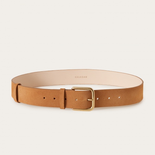 Wide belt with a buckle, sand velvet